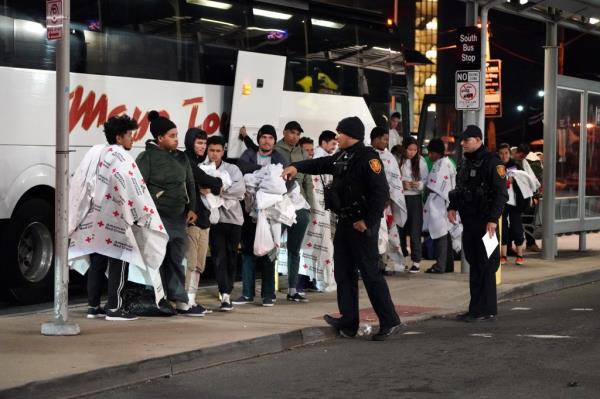 Migrants arrive in Trenton.